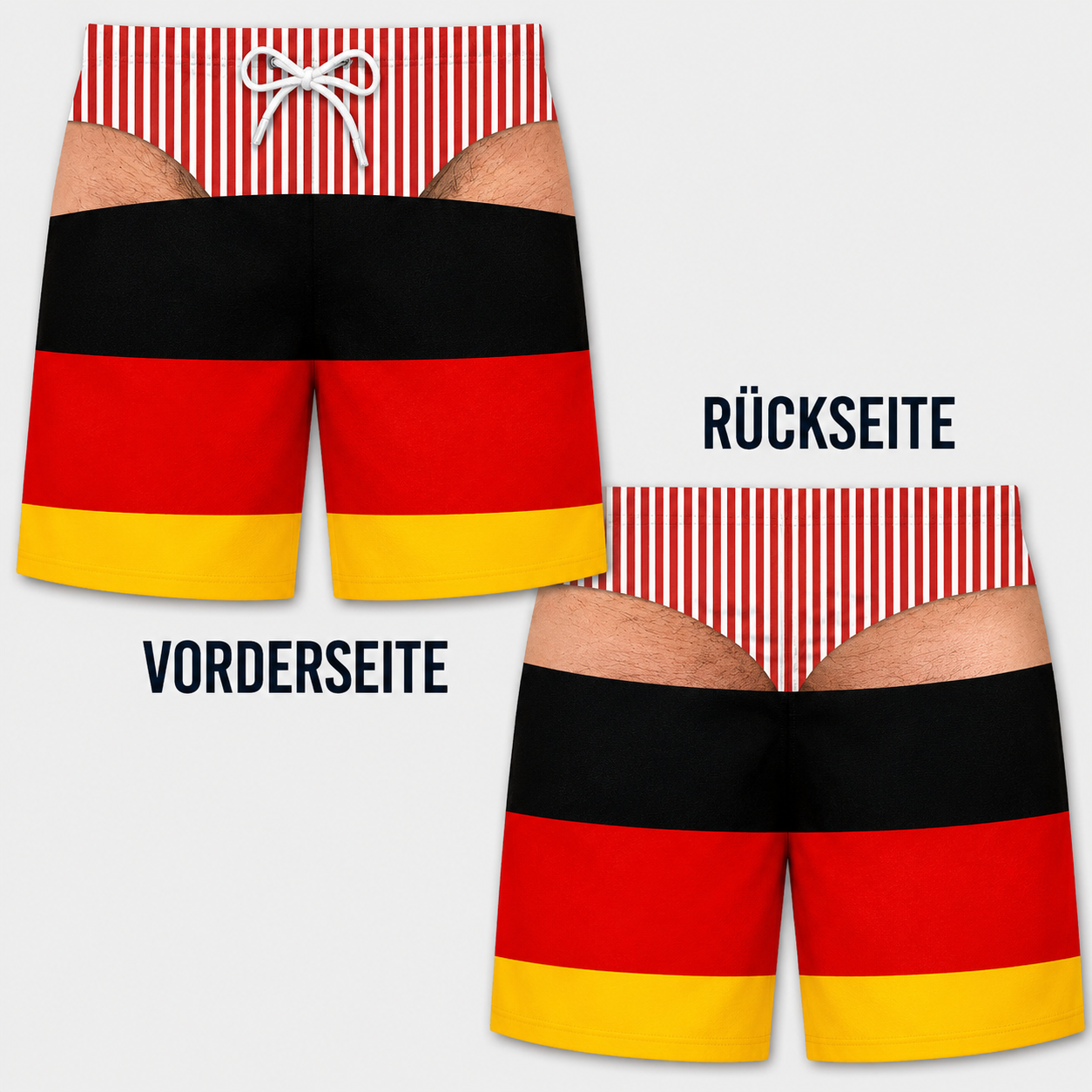 Lustige Herren-Badeshorts mit optischer Täuschung – Perfekt für Party & Urlaub