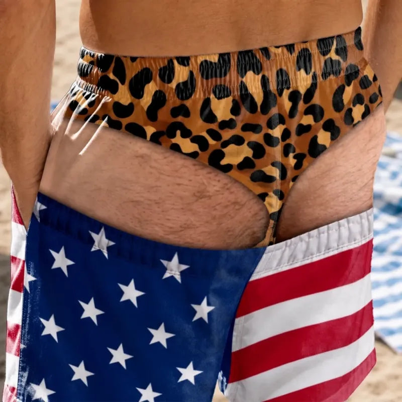 Lustige Herren-Badeshorts mit optischer Täuschung – Perfekt für Party & Urlaub