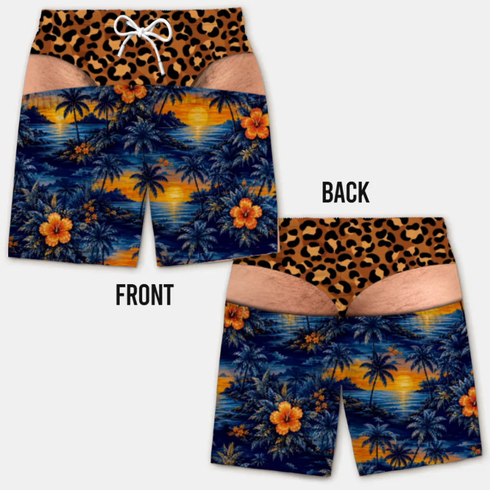 Lustige Herren-Badeshorts mit optischer Täuschung – Perfekt für Party & Urlaub