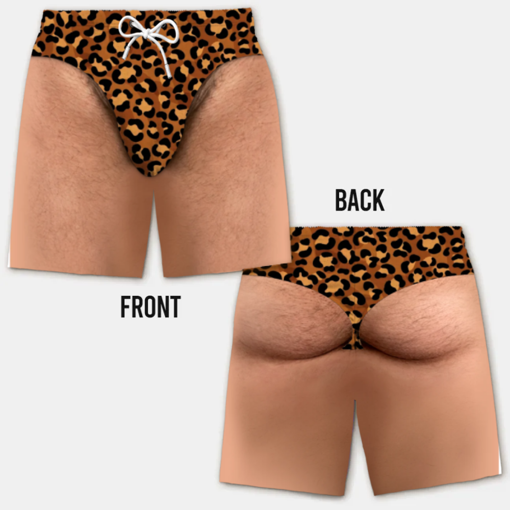 Lustige Herren-Badeshorts mit optischer Täuschung – Perfekt für Party & Urlaub