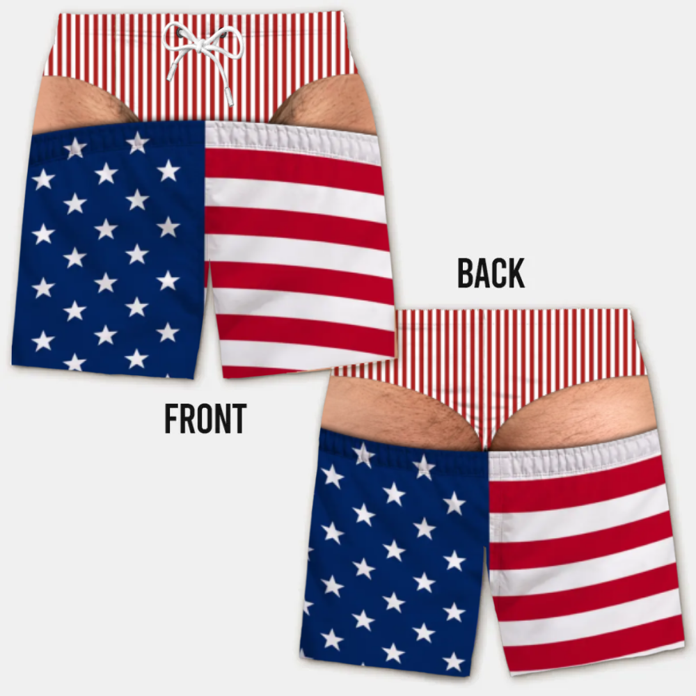 Lustige Herren-Badeshorts mit optischer Täuschung – Perfekt für Party & Urlaub