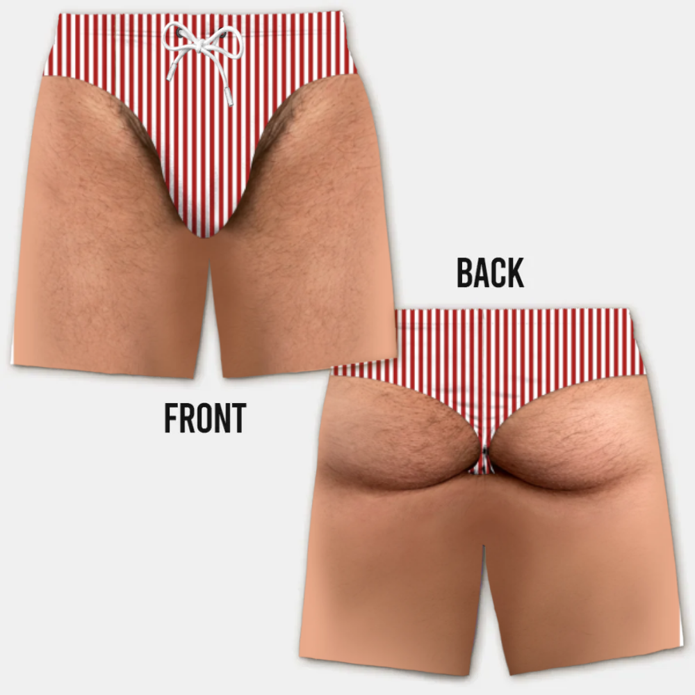 Lustige Herren-Badeshorts mit optischer Täuschung – Perfekt für Party & Urlaub