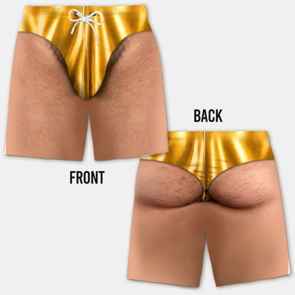 Lustige Herren-Badeshorts mit optischer Täuschung – Perfekt für Party & Urlaub