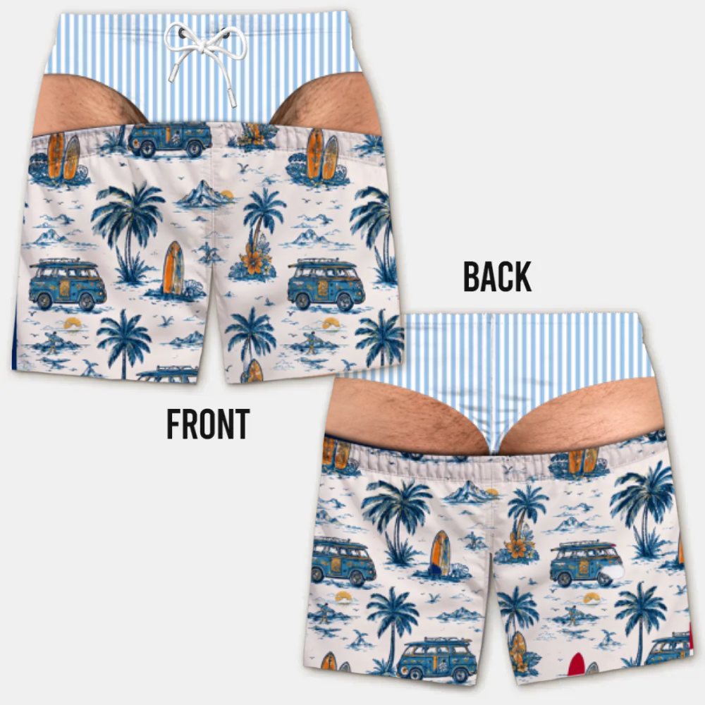Lustige Herren-Badeshorts mit optischer Täuschung – Perfekt für Party & Urlaub