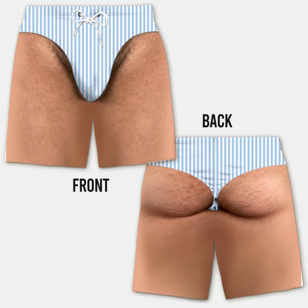 Lustige Herren-Badeshorts mit optischer Täuschung – Perfekt für Party & Urlaub